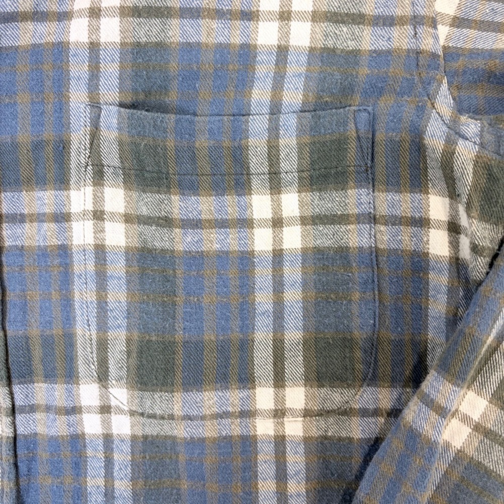 Cambridge Classics Mens Small Blue Green Plaid Flannel Button Down Shirt Cotton - Picture 3 of 11